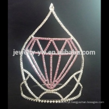 Moda metal prata banhado alto pageant diamante tiara